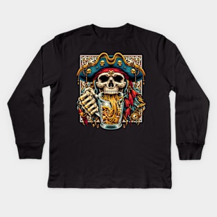 Rum Skull Pirate Kids Long Sleeve T-Shirt